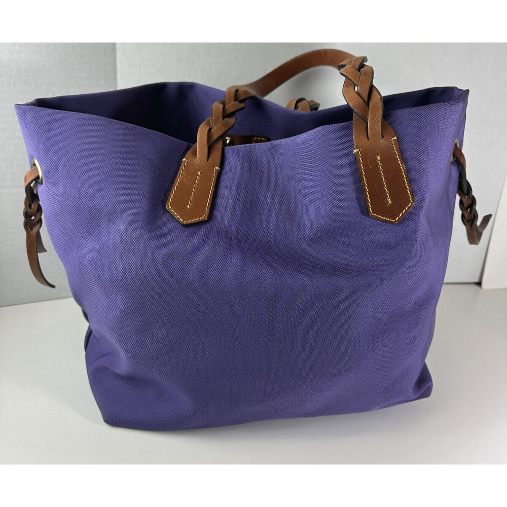 Dooney & Bourke Nylon Shopper Tote Bag Purple HTF Rare Color Large Shoulder Bag - Picture 7 of 15